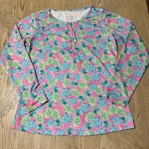 Alvin's Island Womens XL Pink Turtle‎ Pineapple Rash Guard Swim Shirt Top UPF 50